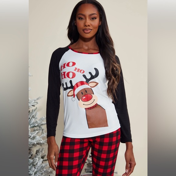 Make It Reindeer PJ Pant Set - Red/combo - Picture 2 of 6